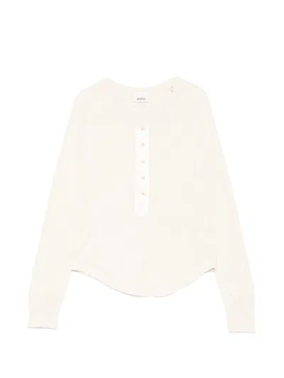 Isabel Marant Talicia Silk Sweater Crew Neck Ribbed Hem In Neutral