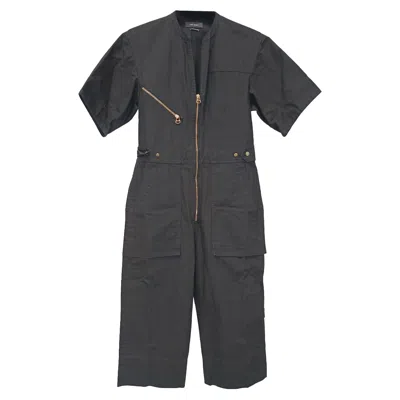 Isabel Marant Talma Zip-up Jumpsuit In Black Cotton In Gray