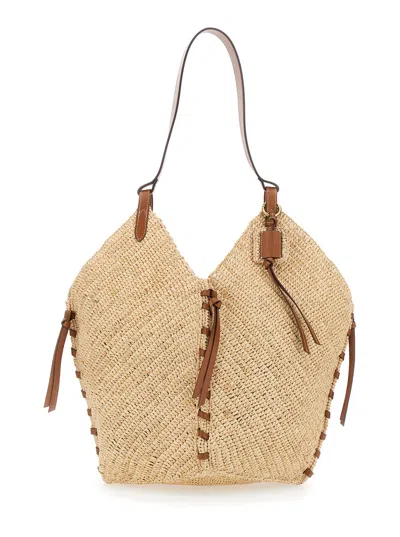 Isabel Marant Tampa Beige Shoulder Bag With Fixed Handle And Interwoven Design In Raphia Woman