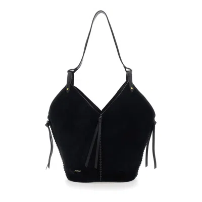 Isabel Marant Tampa Black Shoulder Bag With Single Shoulder Strap And Knot Detail In Suede Woman