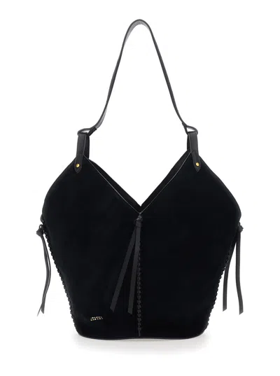 Isabel Marant Tampa Black Shoulder Bag With Single Shoulder Strap And Knot Detail In Suede Woman