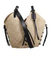 Isabel Marant Tampa Mini Leather-trimmed Raffia Bucket Bag In Nude