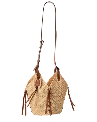 ISABEL MARANT TAMPA MINI RAFFIA & LEATHER HOBO BAG
