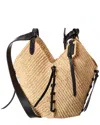 Isabel Marant Woven Raffia Shoulder Bag With Black Leather Accents In Brown