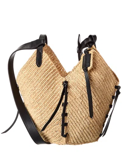 Isabel Marant Tampa Mini Raffia & Leather Tote In Brown