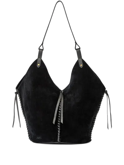 Isabel Marant Black Tampa Calf Velvet Shoulder Bag