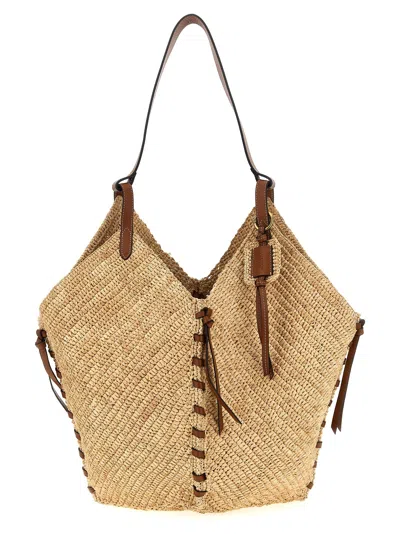 Isabel Marant 25p Tampa Leather-trimmed Raffia Bucket Bag In Neutrals
