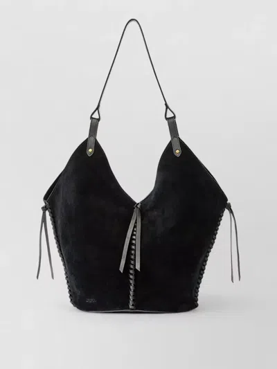 Isabel Marant Tampa Suede Shoulder Bag Braided Tassels In Blue