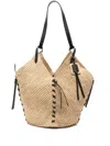 Isabel Marant Tampa Mini Leather-trimmed Raffia Bucket Bag In 中性色