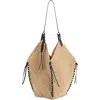 Isabel Marant Tampa Mini Leather-trimmed Raffia Bucket Bag In Natural/black