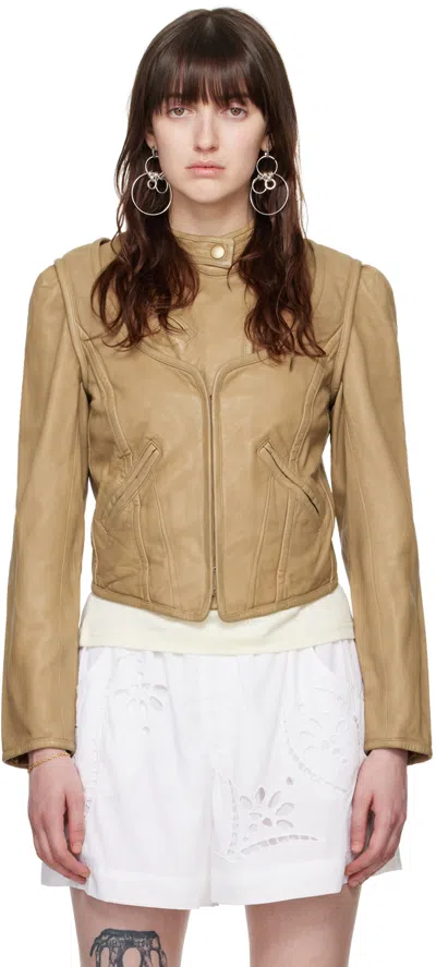 Isabel Marant Tan Alexandra Leather Jacket In 50ta Taupe
