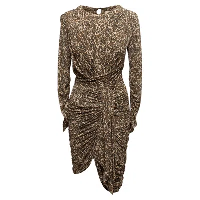 Pre-owned Isabel Marant Tan & Multicolor  Long Sleeve Leopard Print Dress In Brown
