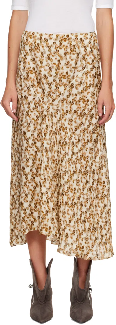 Isabel Marant Tan & Off-white Lisanne Midi Skirt In Brown