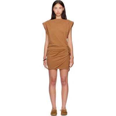 Isabel Marant Padded-shoulder Wrap Mini Dress In Brown