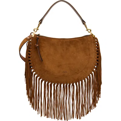 Isabel Marant Tan Oskan Soft Zip Fringe Bag In 50co Cognac