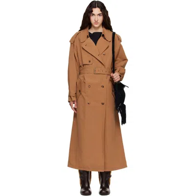 Isabel Marant Tan Violette Cotton Trench Coat In 50cm Camel