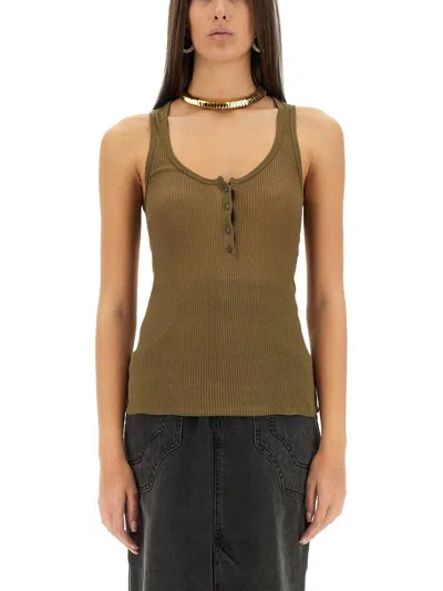 Isabel Marant Green Ribbed Jersey Louisali Top In Military Green
