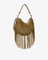 Isabel Marant 'oskan Soft' Brown Bag With Stud Decorations And Fringed Edge In Taupe