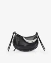 Isabel Marant Oskan Moon Studded Leather Shoulder Bag In Black And Silver