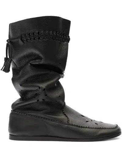 Isabel Marant Tassel Braided Leather Boots In Black