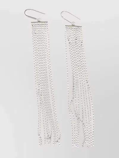 Isabel Marant Tassel Chain Crystal Embellished Earrings In Metallic