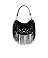 Isabel Marant 'oskan Soft' Black Bag With Stud Decorations And Fringed Edge In Black