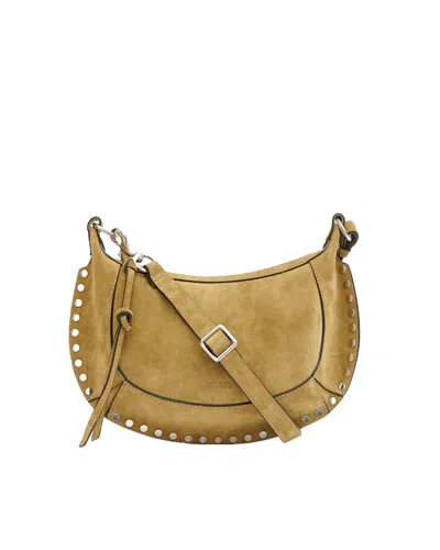 Isabel Marant Taupe Oskan Moon Suede Shoulder Bag In Yellow