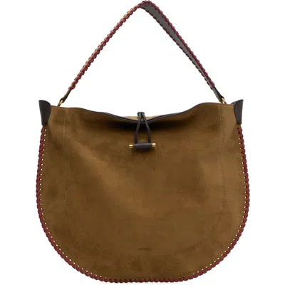 Isabel Marant Taupe Oskan Soft Tote In Tach Taupe/cherry