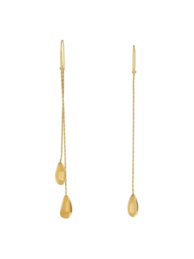 Isabel Marant Teardrop Pendant Asymmetrical Brass Earrings In Gold