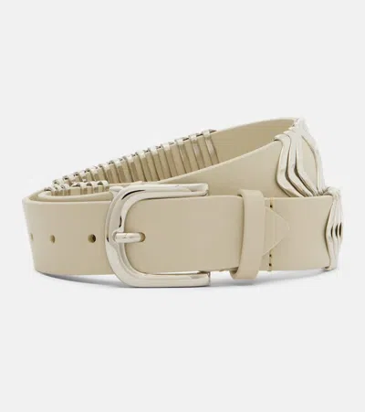 Isabel Marant Tehora Embellished Leather Belt In White