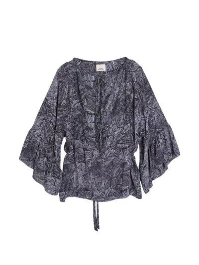 Isabel Marant Tekia Graphic-print Blouse In Blue