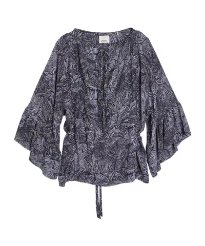 Isabel Marant Tekia Printed Silk Blouse In Black