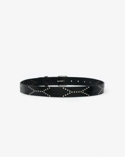 Isabel Marant Telly Belt In Black And Silver
