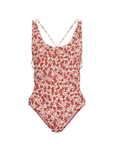 Isabel Marant Tenisia Floral-print Swimsuit In Red
