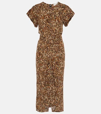 ISABEL MARANT TEREMAGD LEOPARD-PRINT SILK-BLEND MIDI DRESS