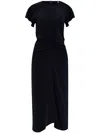 Isabel Marant Cap Sleeves Midi Length Ruched Dress In Schwarz