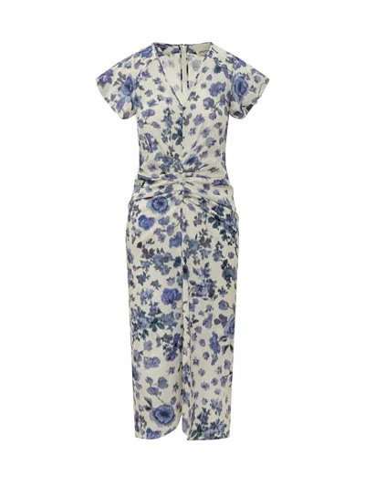 Isabel Marant Terenae Dress With Floral Print In Blue