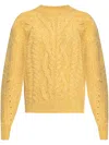 Isabel Marant Textured Cable Knit Sweater With Relaxed Fit And Raglan Sleeves In Yellow