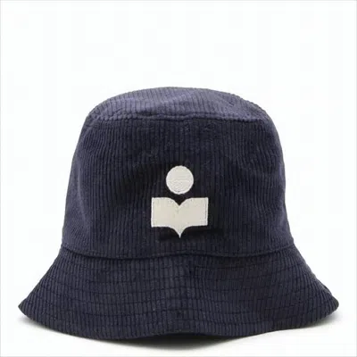 Isabel Marant Textured Corduroy Bucket Hat With Embroidered Logo In Blue