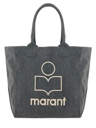Isabel Marant Textured Cotton Tote Bag With Minimalist Logo Design In Grey
