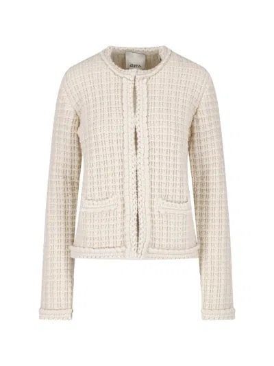Isabel Marant Textured Knit Cropped Cardigan Jacket In Neutral