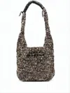Isabel Marant Textured Knit Shoulder Bag With Embossed Logo Detail In White