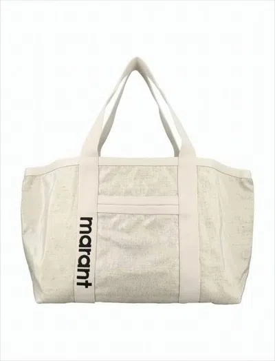 Isabel Marant Textured Linen-cotton Shoulder Bag With Relaxed Silhouette In White