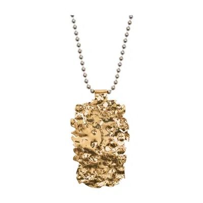 Isabel Marant Long Brass Necklace Textured Pendant Chain In Gold