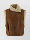 Isabel Marant Alime Shearling-trimmed Leather Sleeveless Jacket In Brown