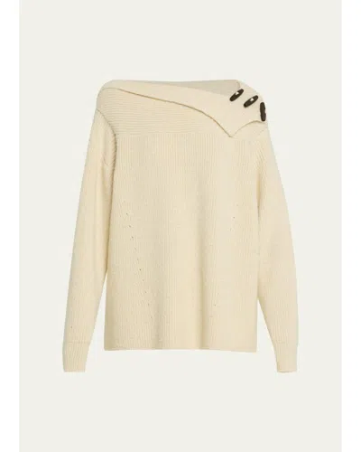 Isabel Marant Thais Button-shoulder Alpaca Oversized Sweater In Ecru