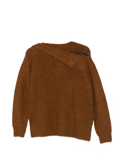Isabel Marant Thais Button-detailed Ribbed Alpaca Wool-blend Sweater In Brown
