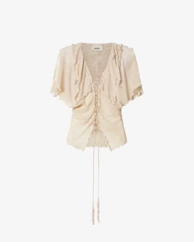 Isabel Marant Thanais Ruffled Blouse In Neutral