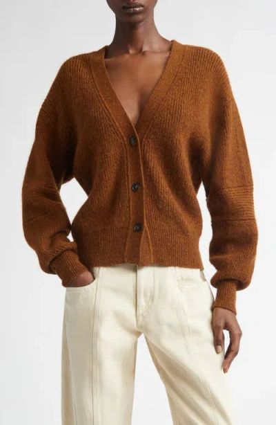 Isabel Marant Thelma Rib Baby Alpaca Blend Cardigan In Brown