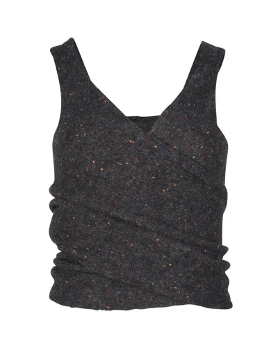 Isabel Marant Tie Back Sleeveless Top In Grey Alpaca Wool